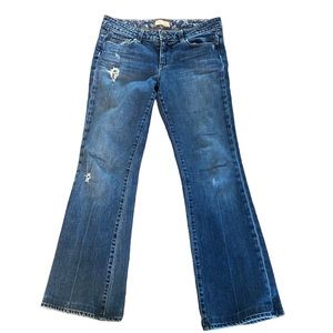 PAIGE Women's Blue Distressed Flare Jeans